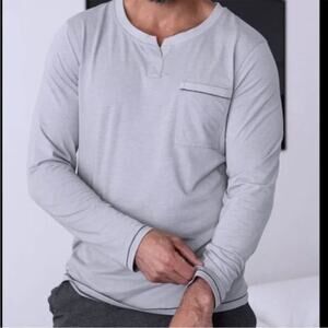 Lahgo by Lunya grey Restore Henley long sleeve tee shirt men’s SMALL